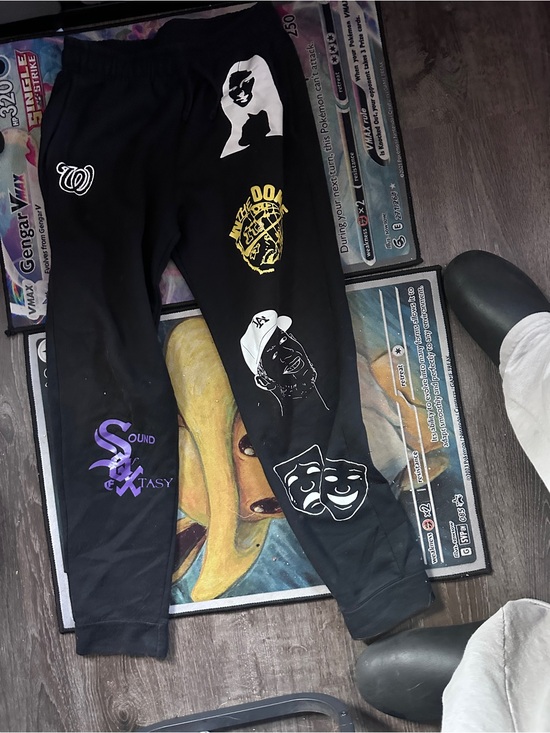 Other - Black Micheal Jackson Inspired Graphic Jogger Pants with Multi-Color Prints